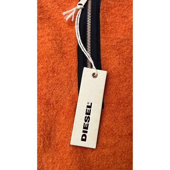 Diesel Women’s Orange Mohair Blend V-Neck Back Zip Pullover Sweater Size S - Picture 4 of 14